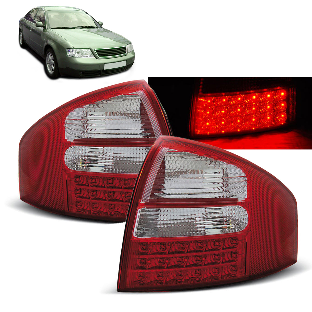 LED Rücklichter Rot Weiß passend für Audi A6 05.97-05.04 Limousine