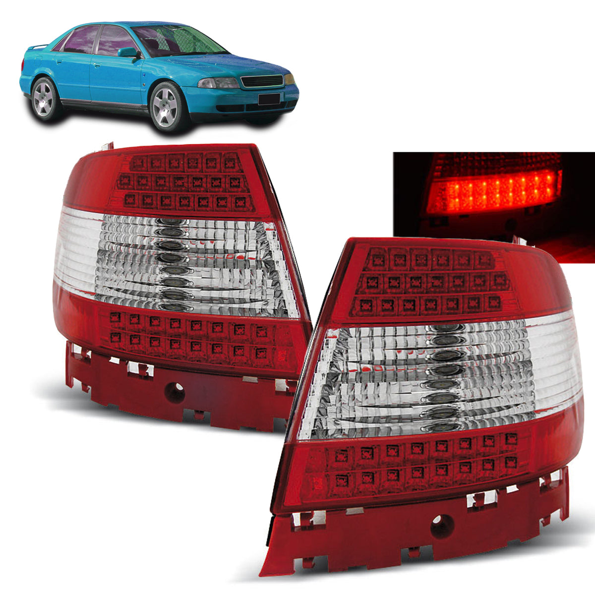 LED Rücklichter Rot Weiß passend für Audi A4 11.94-09.00