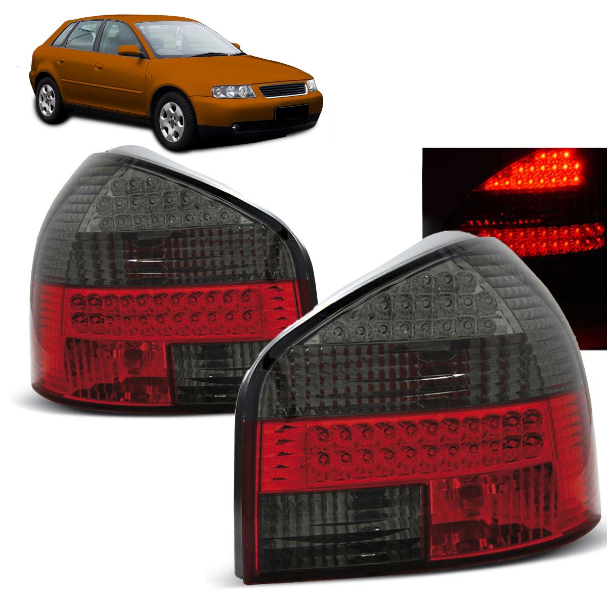 LED Rücklichter Rot Rauch passend für Audi A3 08.96-08.00
