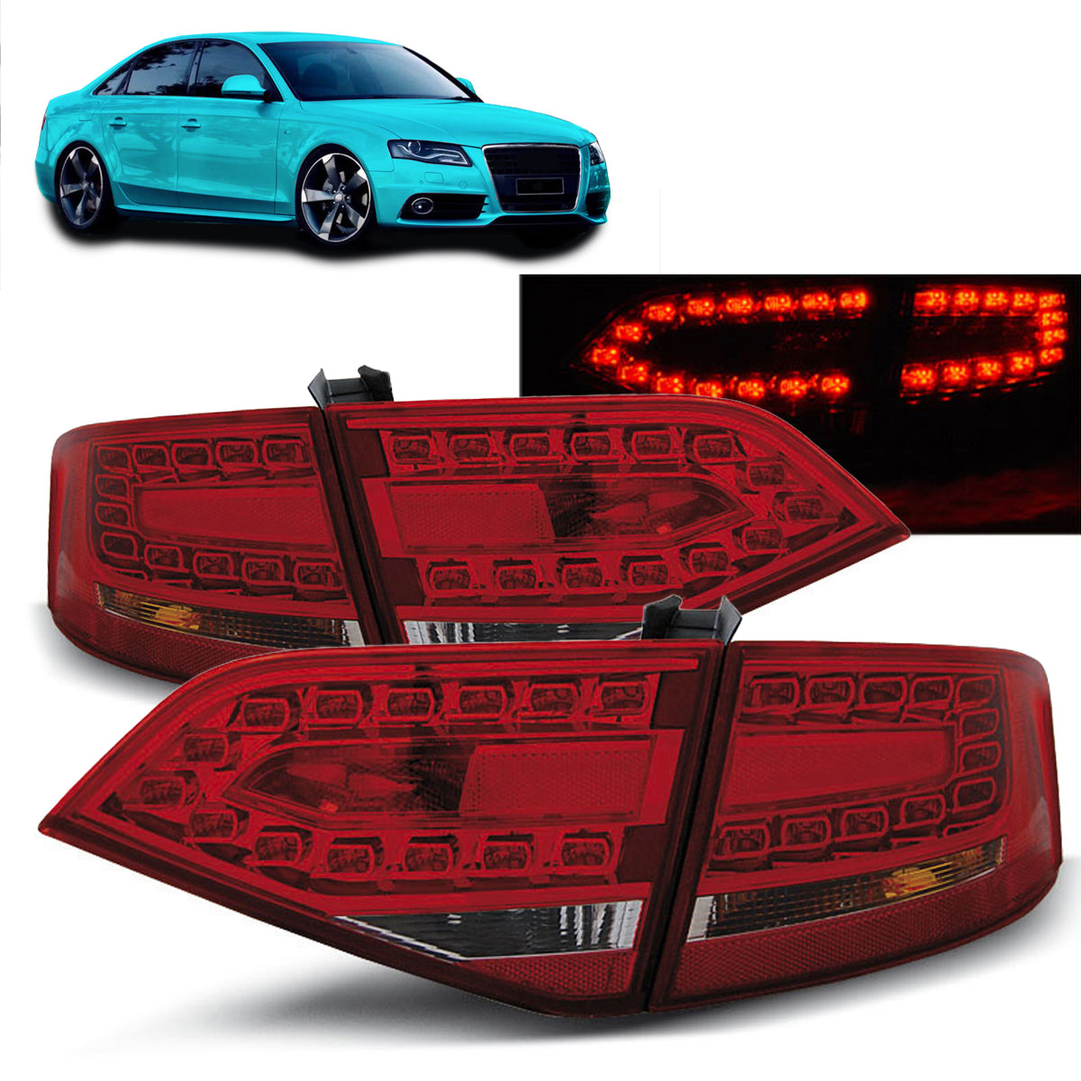 LED Rücklichter Rot Weiß passend für Audi A4 B8 08-11 Limousine