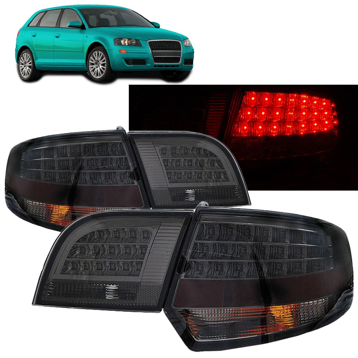 LED Rücklichter Rauch passend für Audi A3 8P 04-08 Sportback