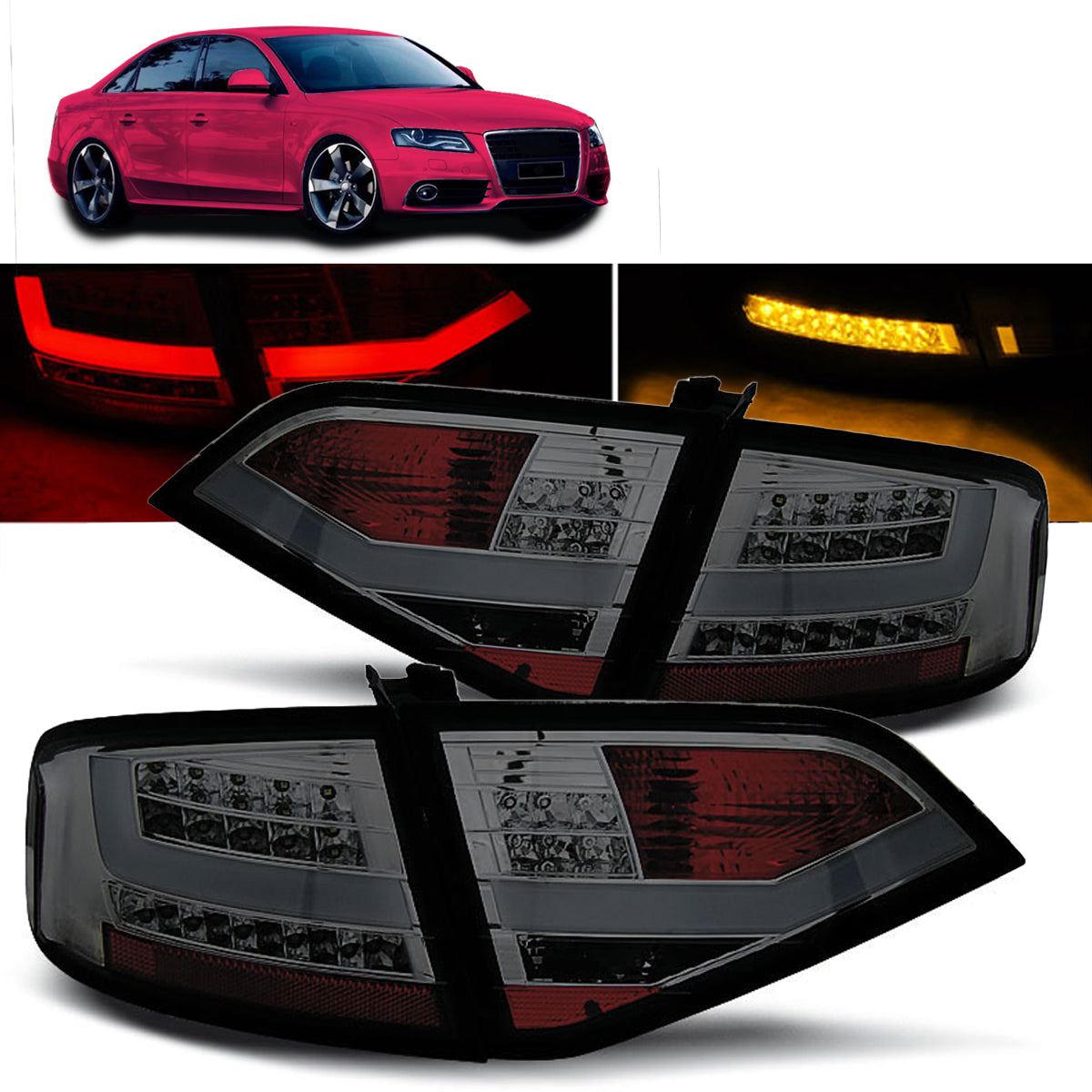 LED Rücklichter Rauch passend für Audi A4 B8 08-11 Limousine