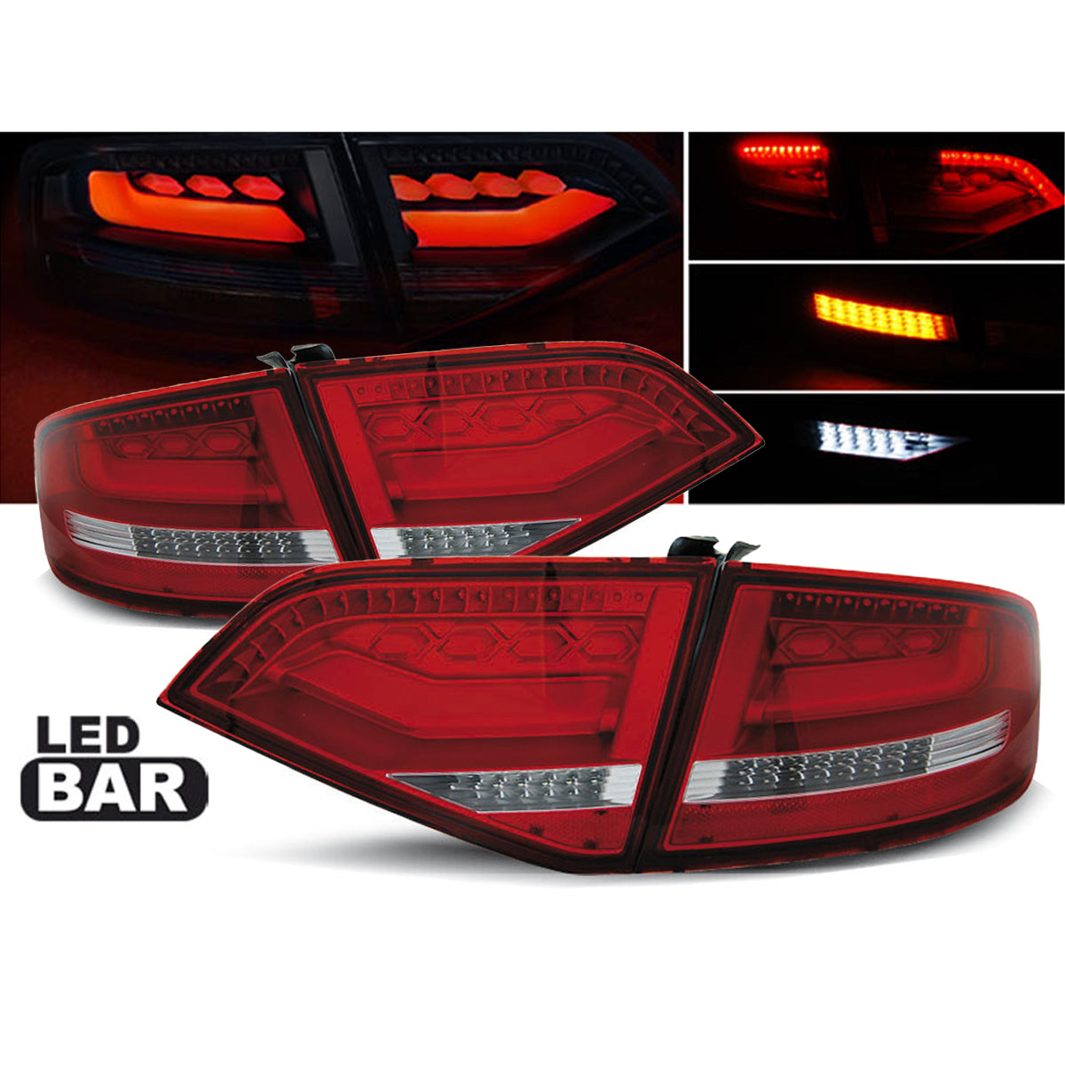 LED Rücklichter Rot Weiß passend für Audi A4 B8 08-11 Limousine