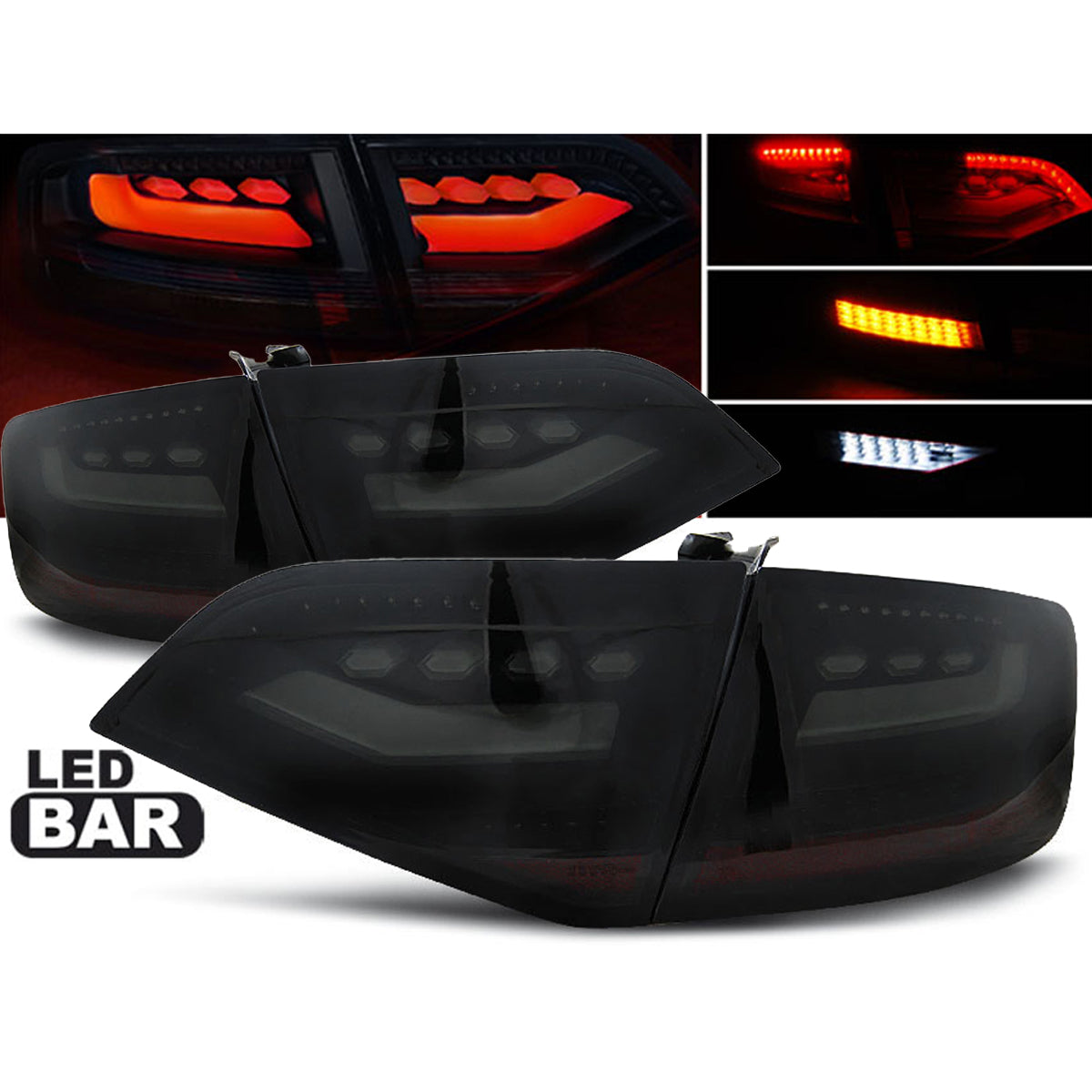 LED Rücklichter Rauch Schwarz passend für Audi A4 B8 08-11 Limousine