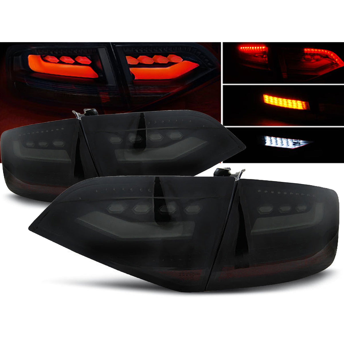 LED Rücklichter Rauch Schwarz passend für Audi A4 B8 08-11 Limousine