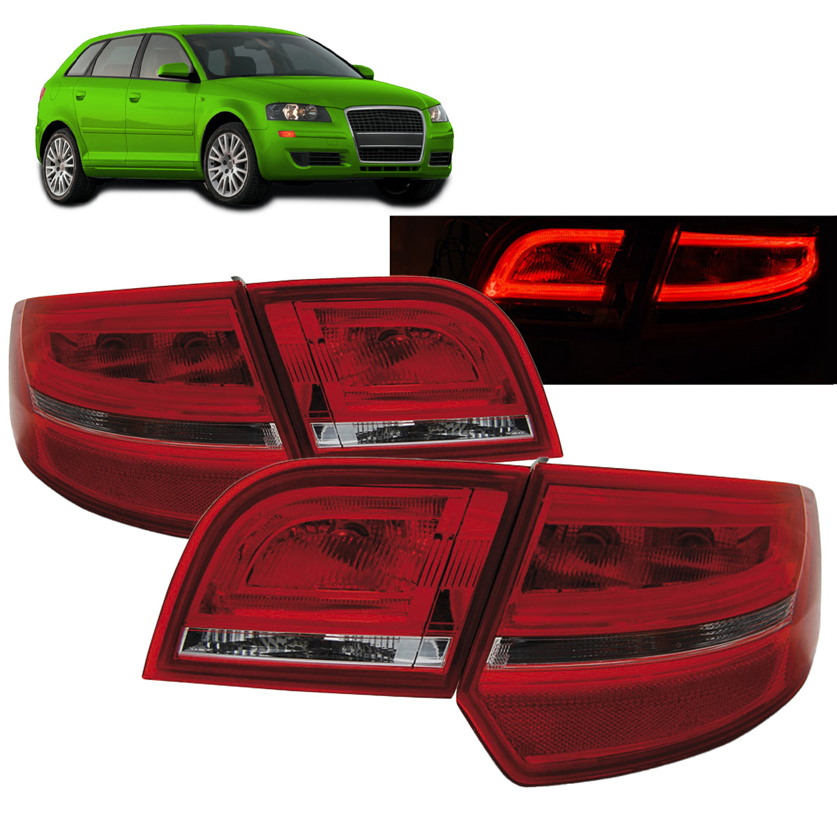LED Rücklichter Rot Weiß passend für Audi A3 8P 04-08 Sportback