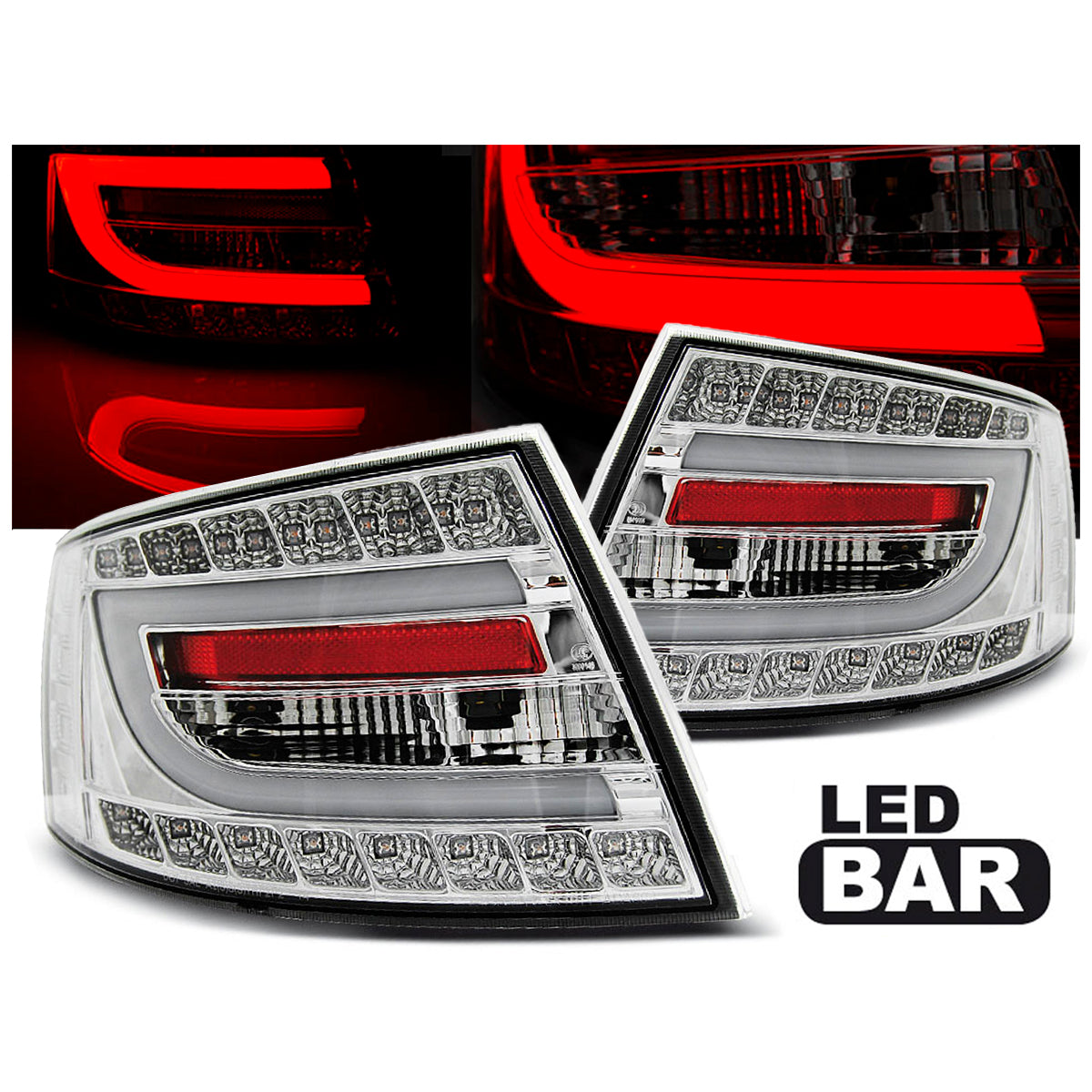 LED Rücklichter Chrom passend für Audi A6 C6 Limousine 04.04-08 6PIN