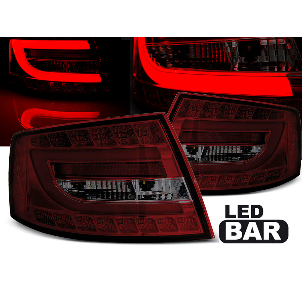 LED Rücklichter Rot Rauch passend für Audi A6 C6 Limousine 04.04-08 6PIN