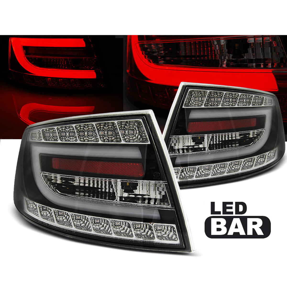 LED Rücklichter Schwarz passend für Audi A6 C6 Limousine 04.04-08 7PIN