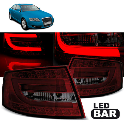 LED Rücklichter Rot Rauch passend für Audi A6 C6 Limousine 04.04-08 7PIN