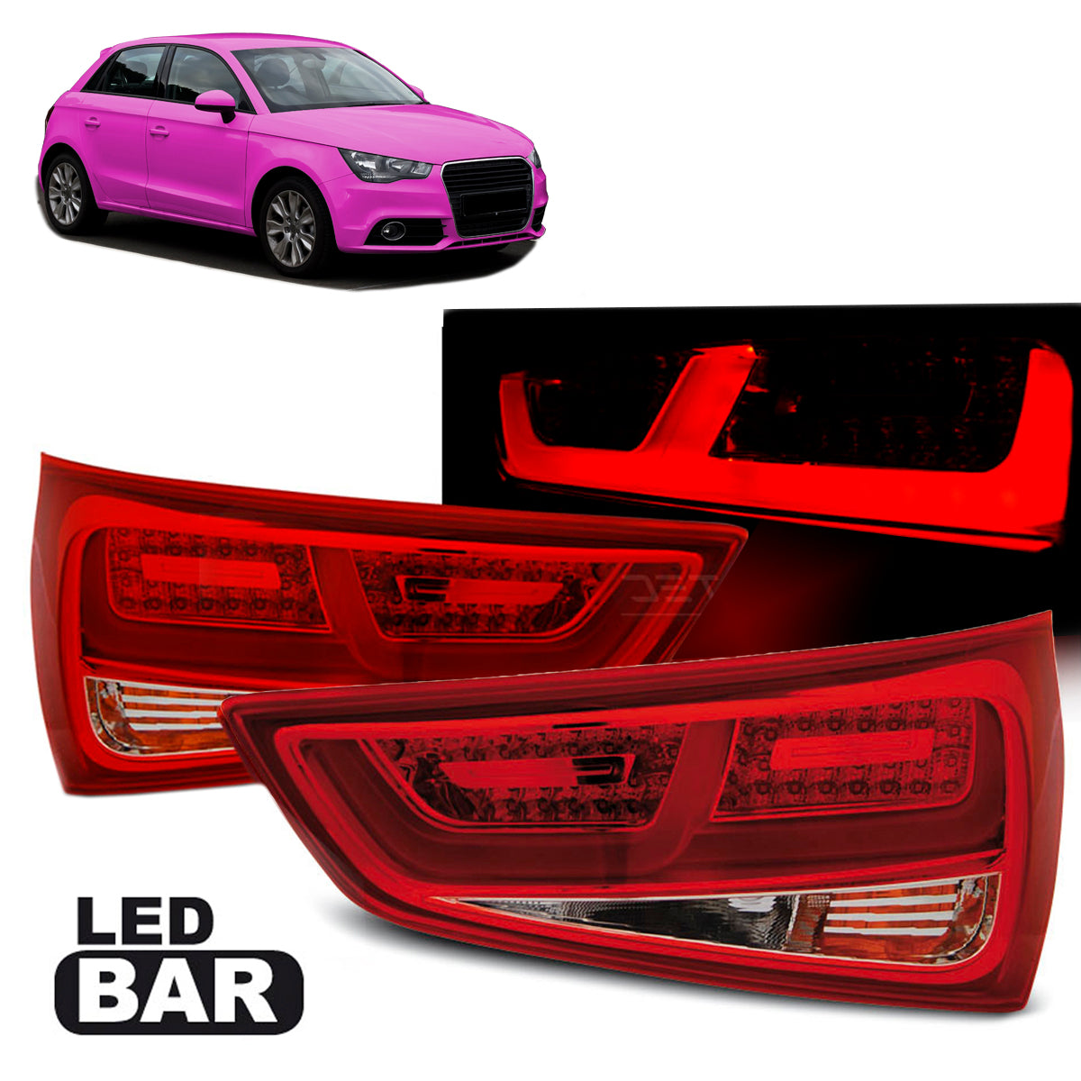 LED Rücklichter Rot Weiß passend für Audi A1 2010-12.2014