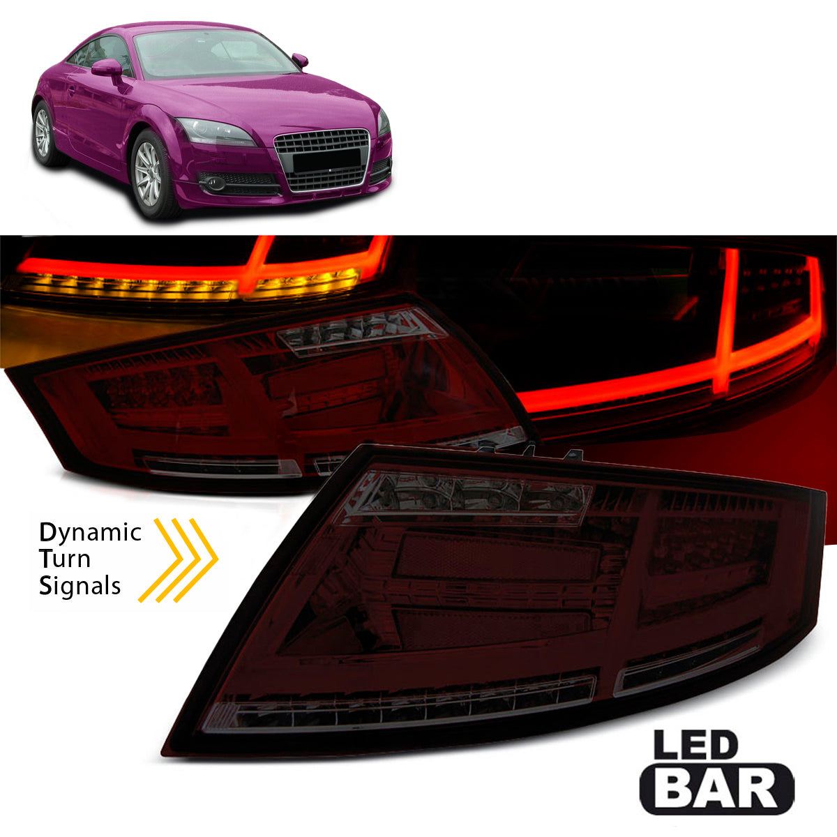 LED BAR Rücklichter Rot Rauch passend für Audi TT 04.06-02.14