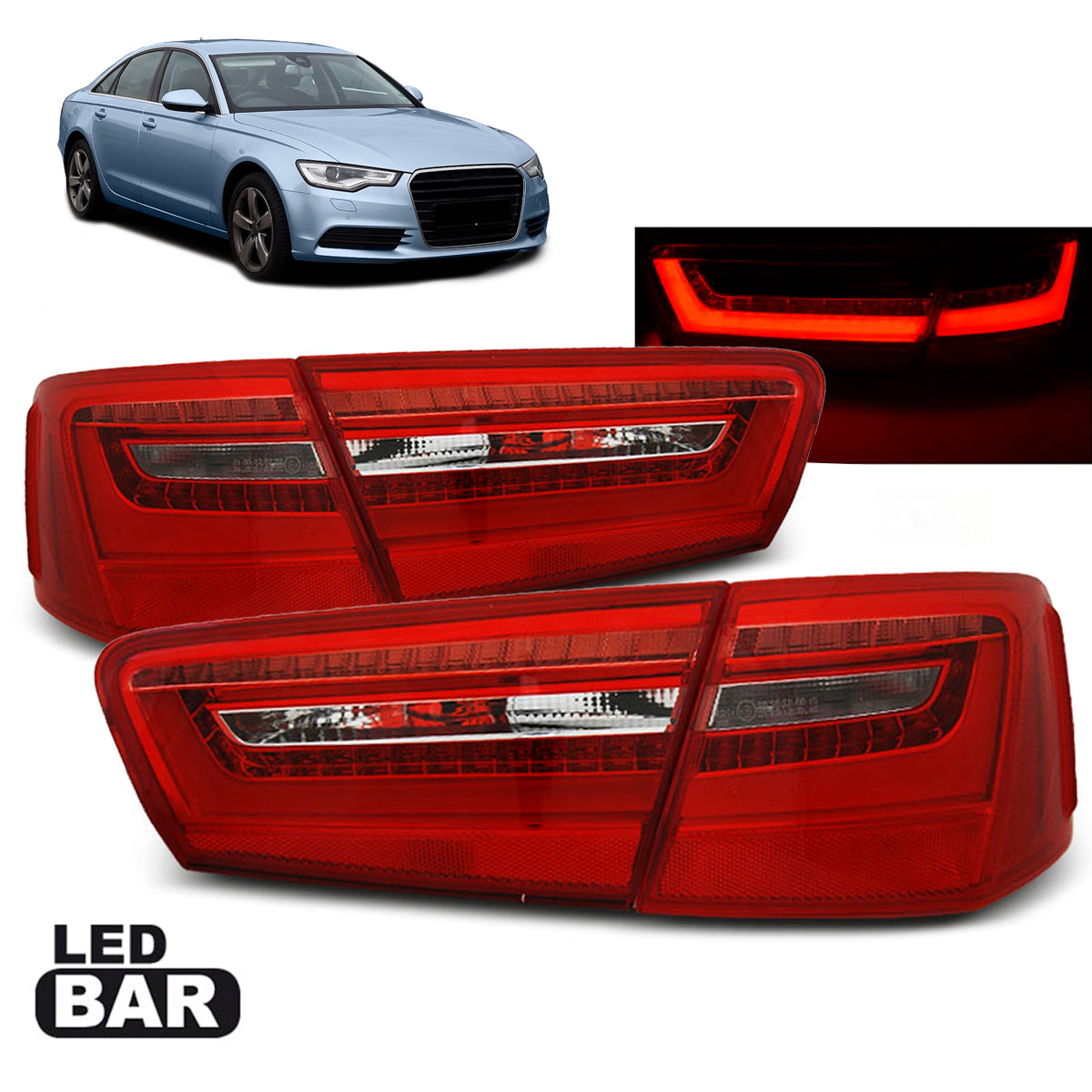LED Rücklichter Rot Weiß passend für Audi A6 C7 11-10.14