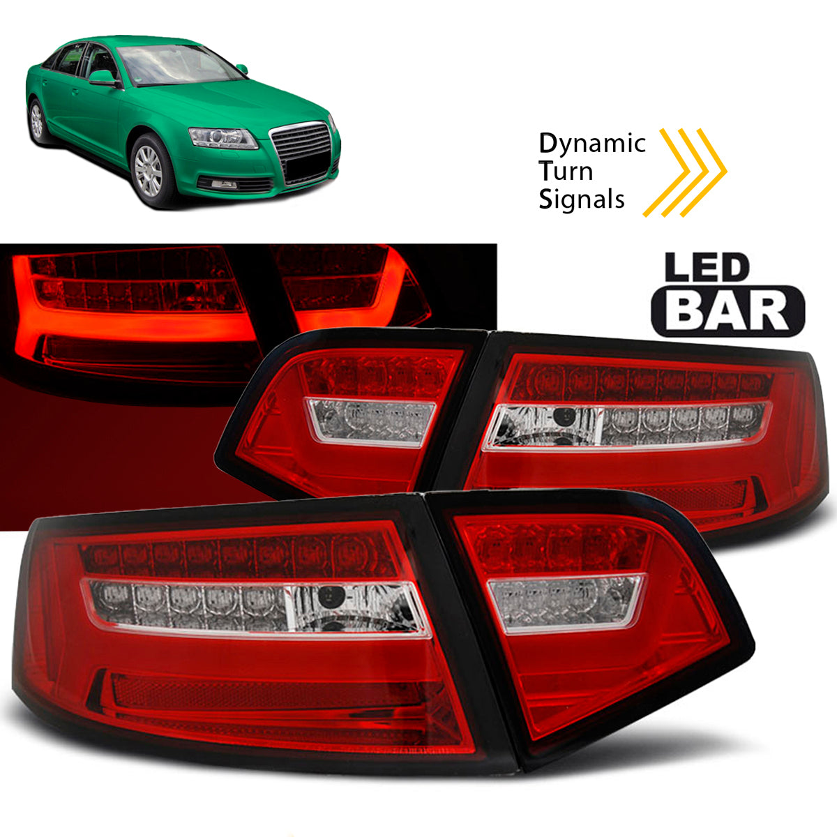 LED BAR Rücklichter Rot Weiß SEQ passend für Audi A6 08-11 Limousine