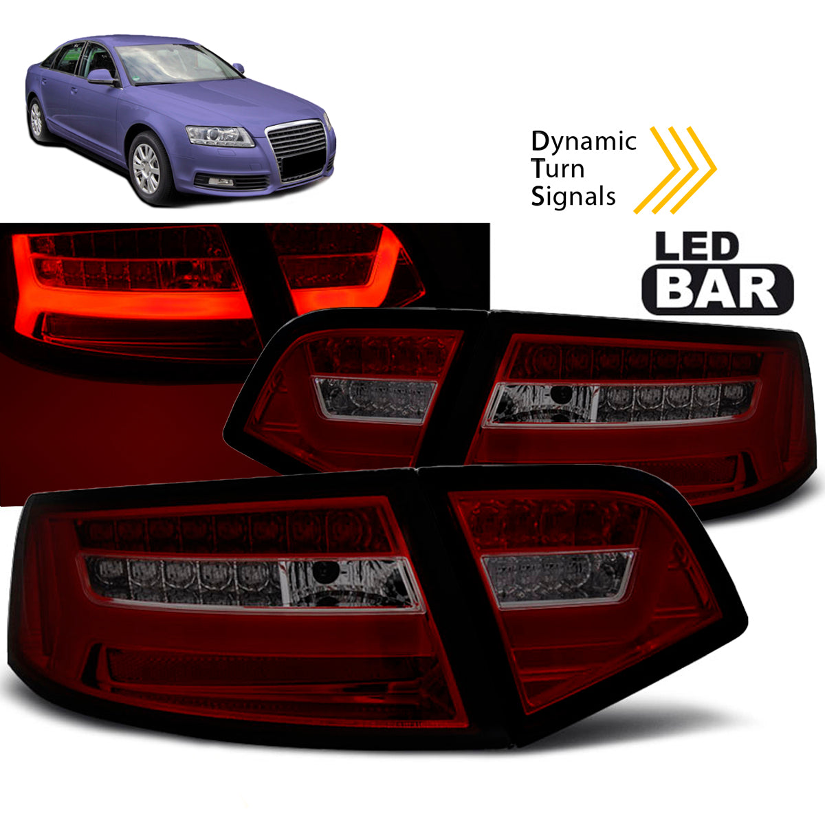LED BAR Rücklichter Rot Rauch SEQ passend für Audi A6 08-11 Limousine