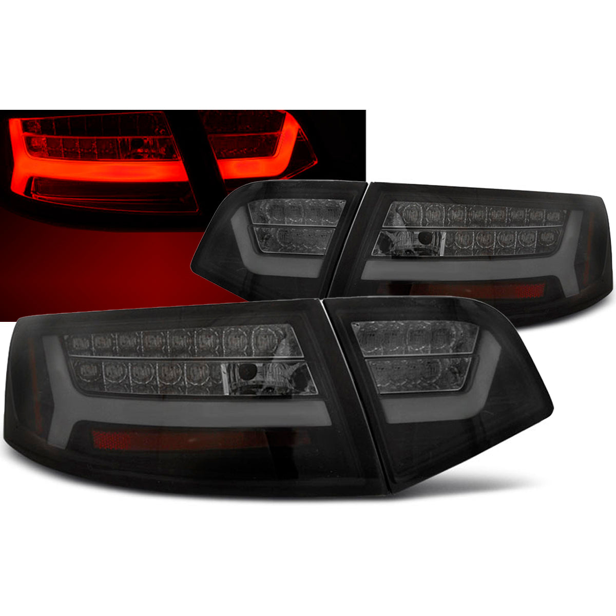 LED BAR Rücklichter Schwarz Rauch SEQ passend für Audi A6 08-11 Limousine
