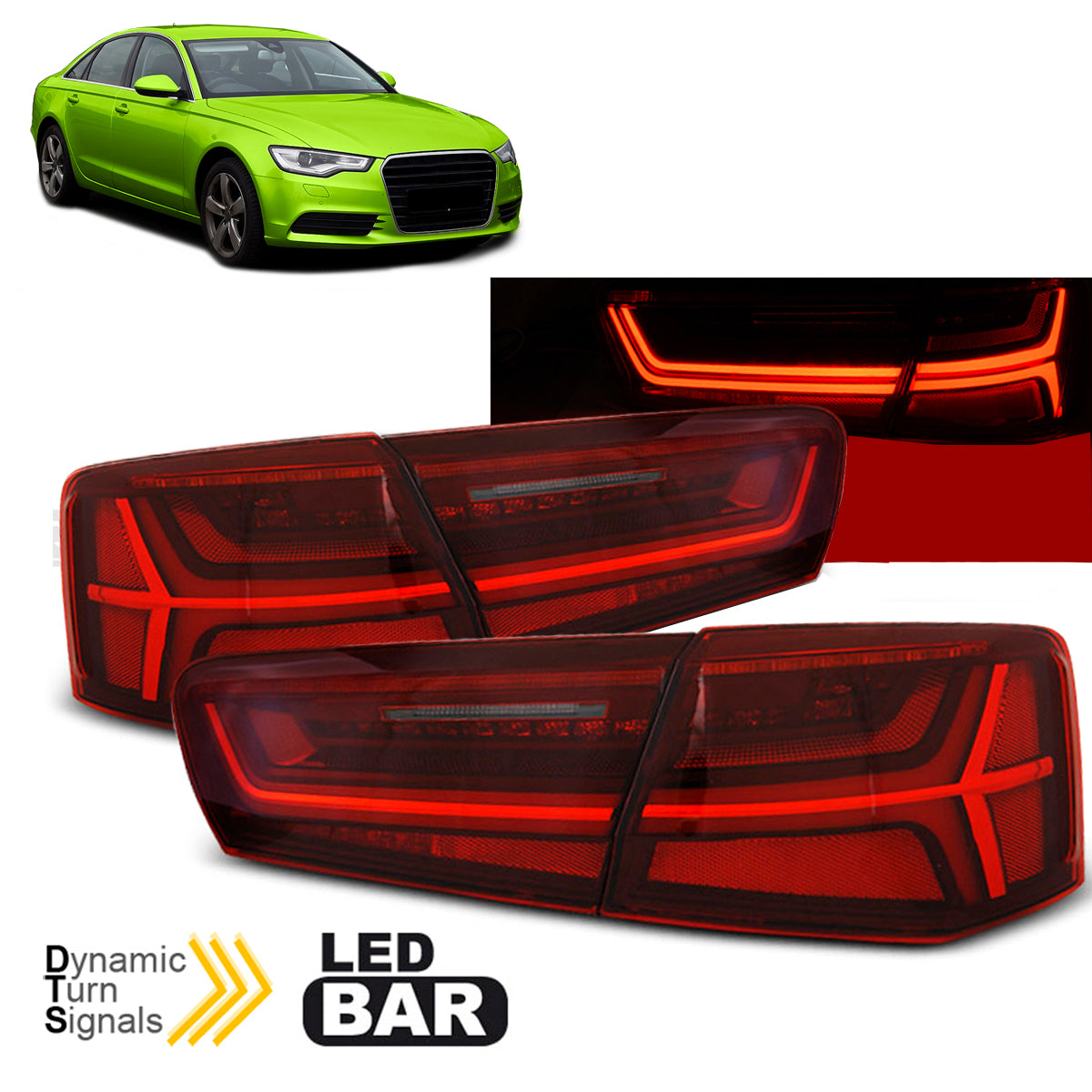 LED BAR Rücklichter Rot Weiß SEQ passend für Audi A6 C7 11-14 Limousine