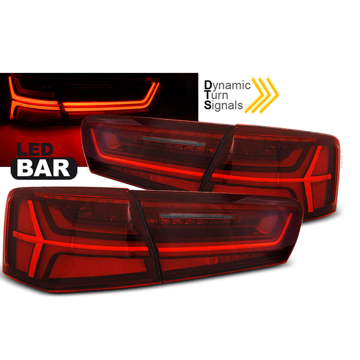 LED BAR Rücklichter Rot Weiß SEQ passend für Audi A6 C7 11-14 Limousine
