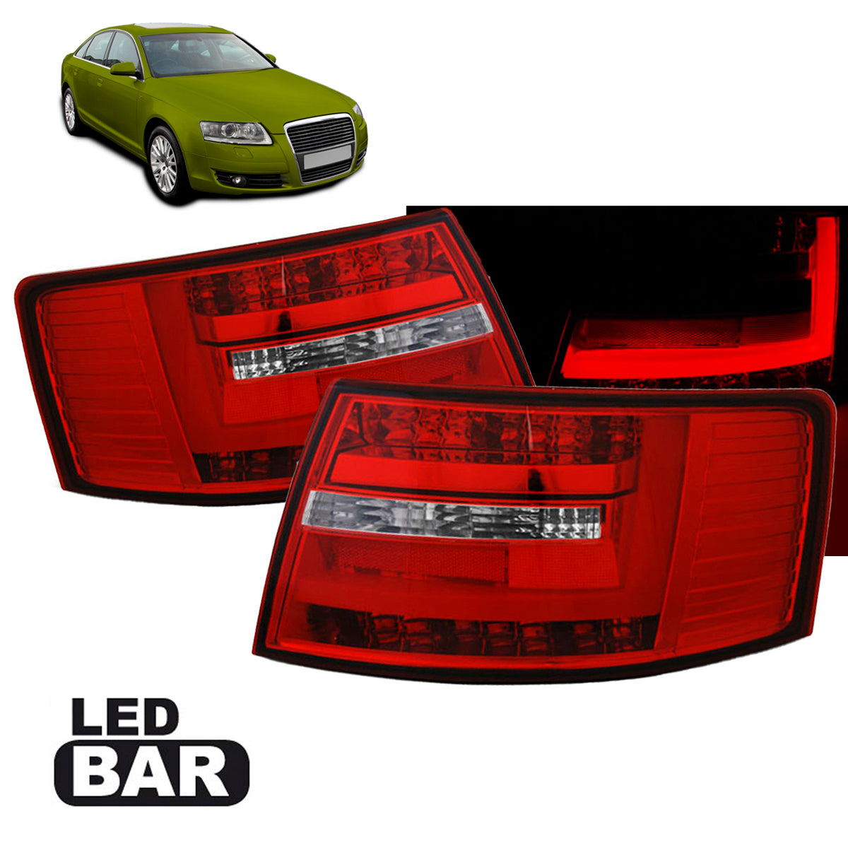 LED BAR Rücklichter Rot Weiß passend für Audi A6 C6 Limousine 04.04-08 7-PIN