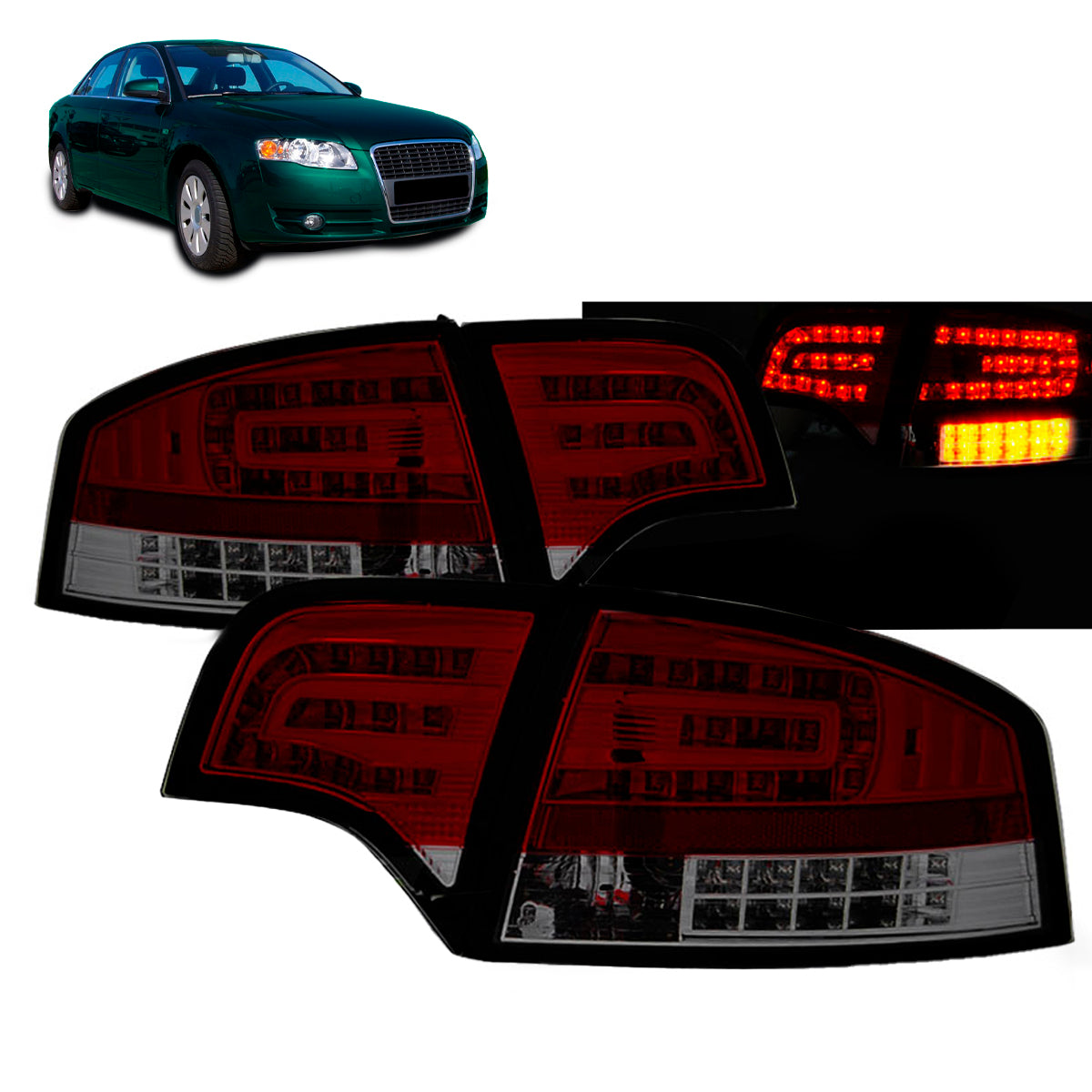 LED Rücklichter Rot Rauch passend für Audi A4 B7 11.04-03.08 Limousine