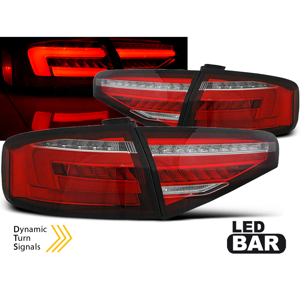 LED BAR Rücklichter Rot Weiß SEQ passend für Audi A4 B8 12-15 Limousine OEM LED
