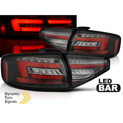 LED BAR Rücklichter Schwarz SEQ passend für Audi A4 B8 12-15 Limousine OEM LED