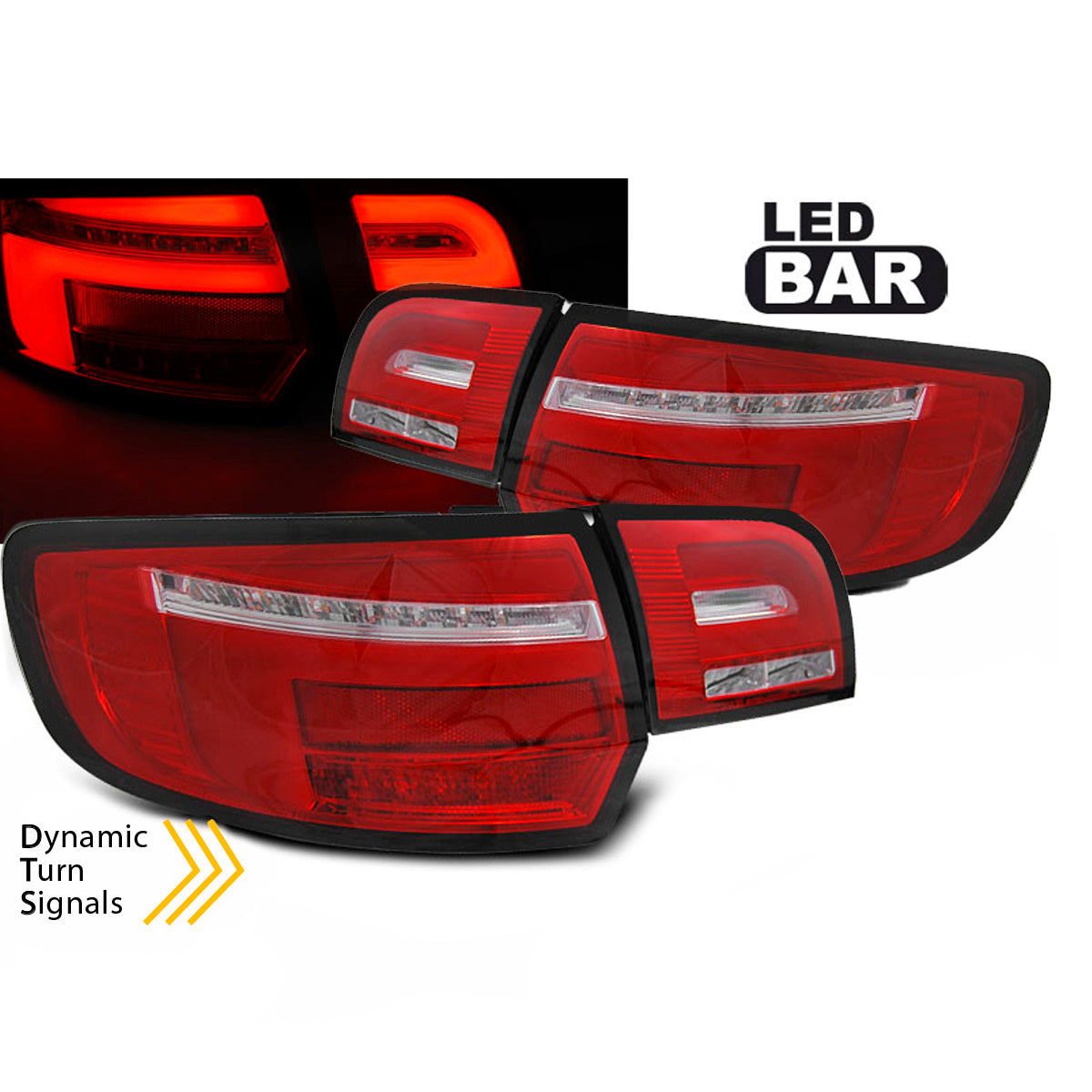 LED BAR Rücklichter Rot Weiß SEQ passend für Audi A3 8P 5D 03-08
