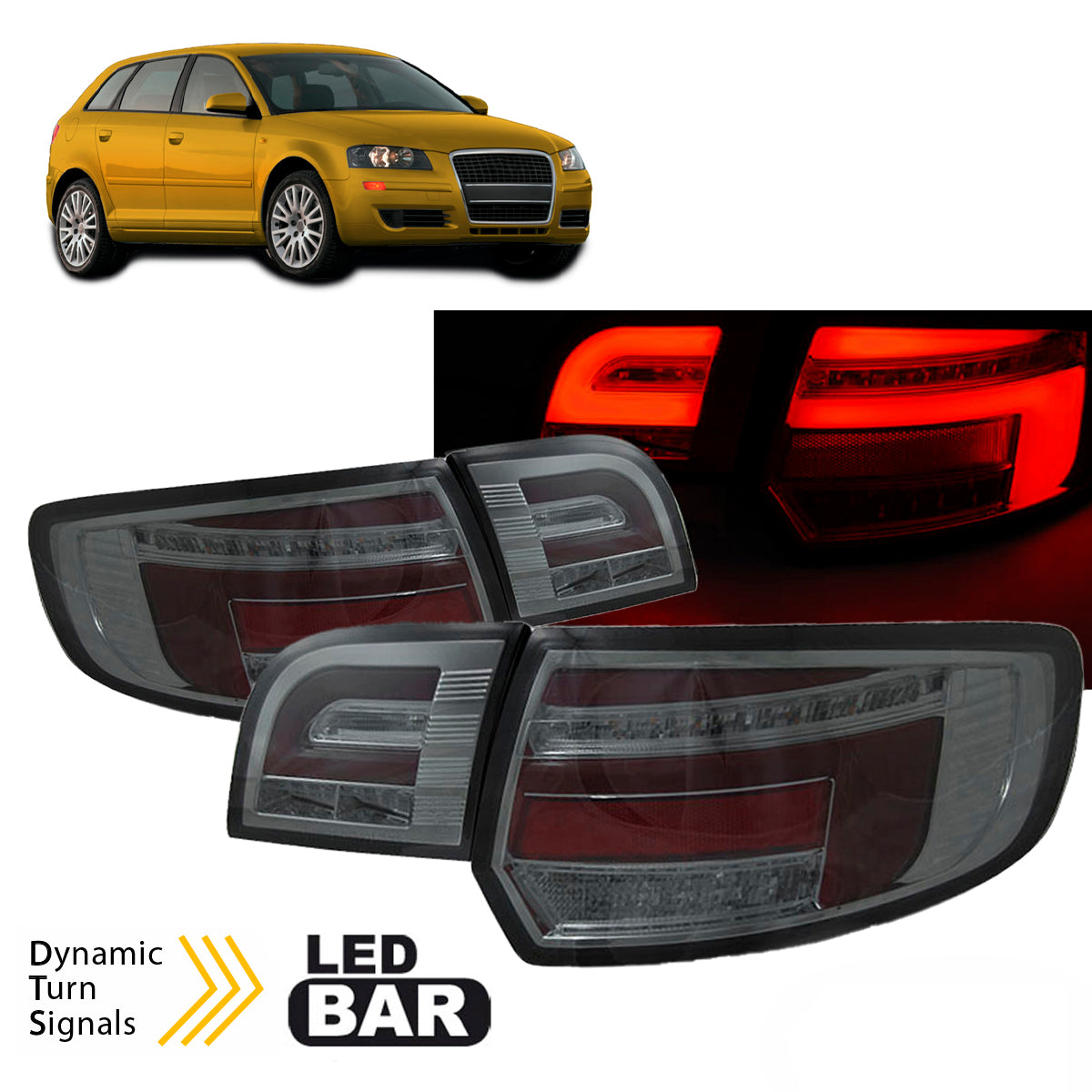 LED BAR Rot Rücklichter Rauch SEQ passend für Audi A3 8P 5D 03-08