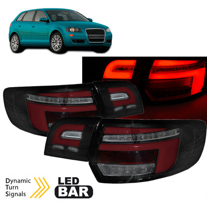 LED BAR Rot Rücklichter Schwarz SEQ passend für Audi A3 8P 5D 03-08