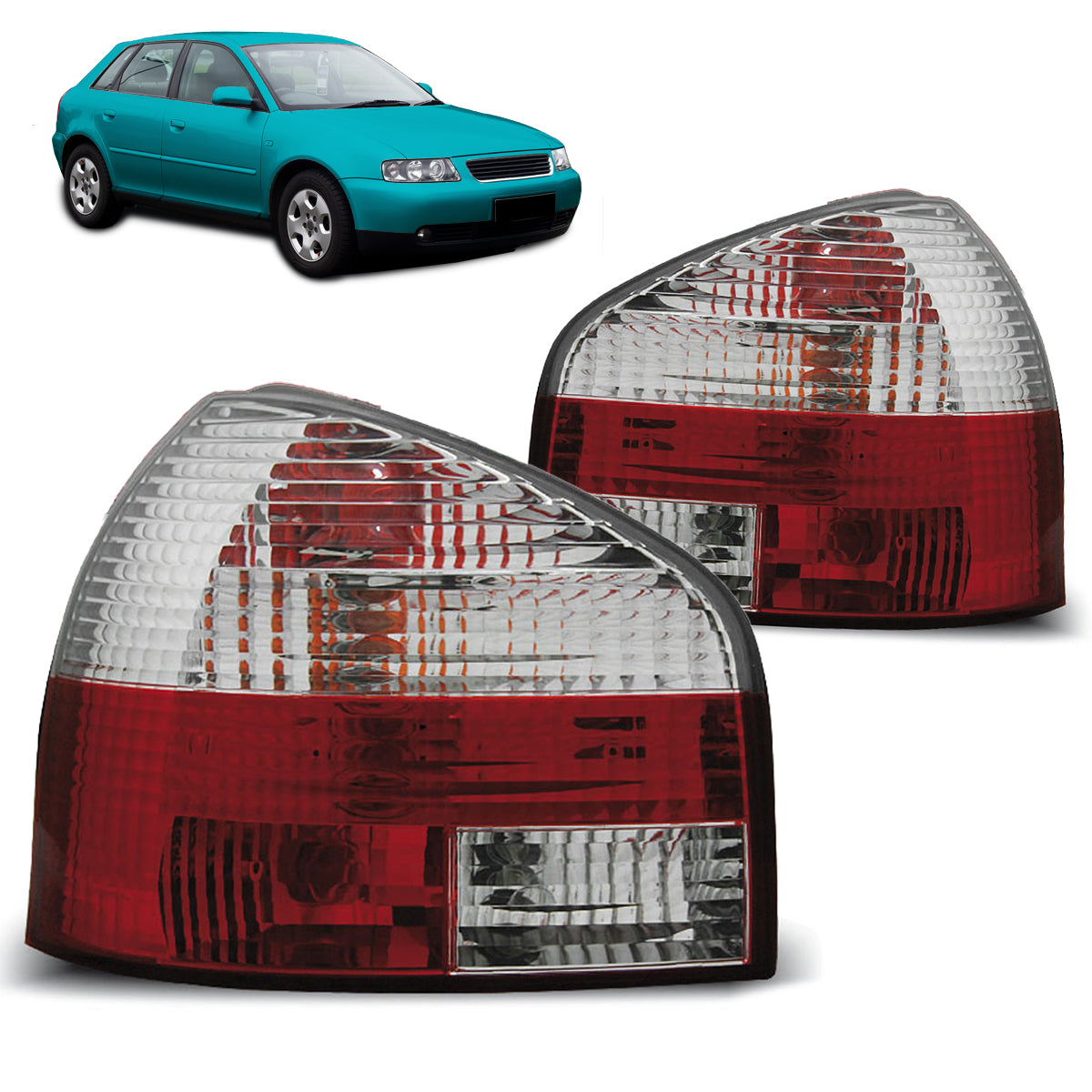 Rücklichter Rot Weiß passend für Audi A3 8L 08.96-08.00
