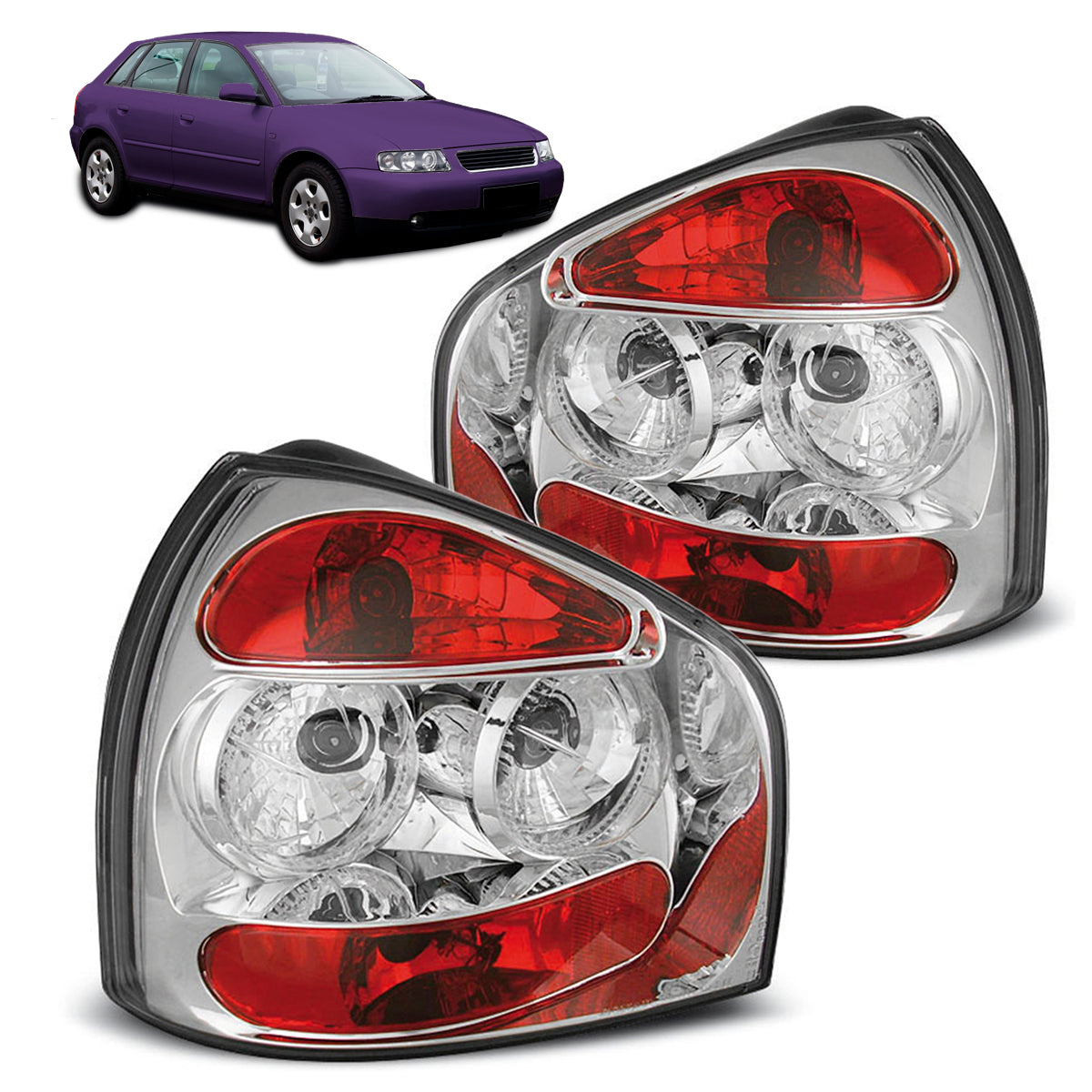 Rücklichter Chrom passend für Audi A3 8L 08.96-08.00