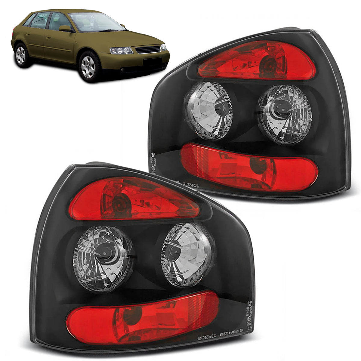 Rücklichter Schwarz passend für Audi A3 8L 08.96-08.00