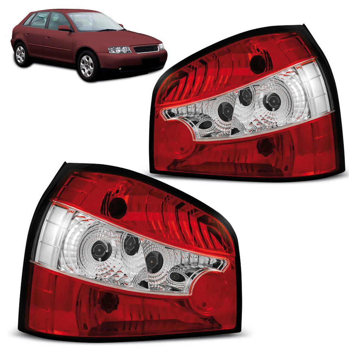 Rücklichter Rot Weiß passend für Audi A3 8L 08.96-08.00