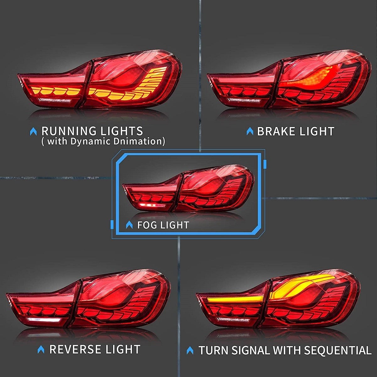 Dynamische LED Rücklichter Rot passend für BMW 4er F32 F33 F36 M4 2013-2021