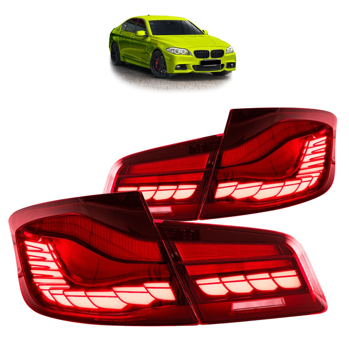 Dynamische LED Rote Rücklichter passend für BMW 5er F10 Limousine 2010-2017