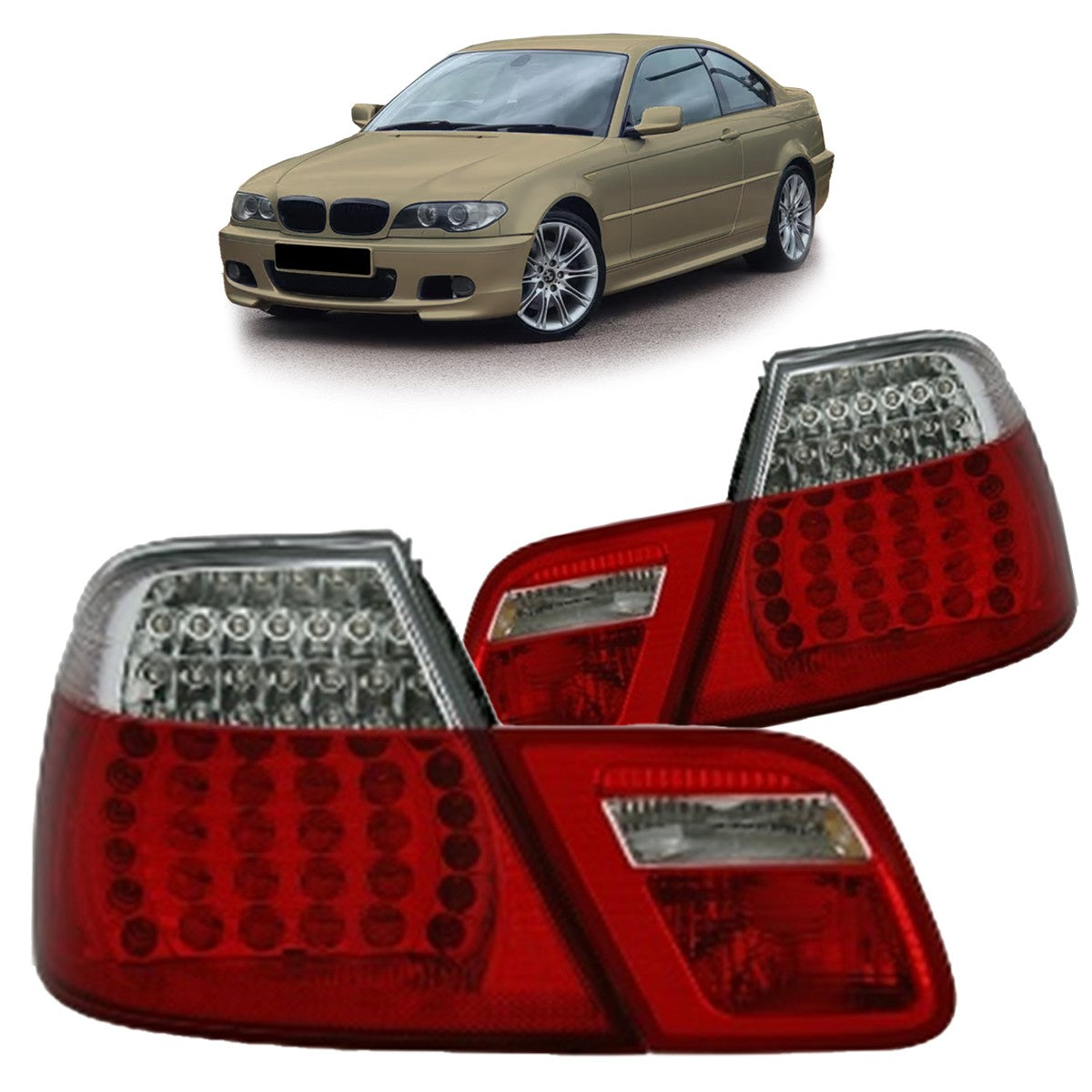 LED Rücklichter Rot Klar passend für BMW 3er E46 Coupé 2003-2006
