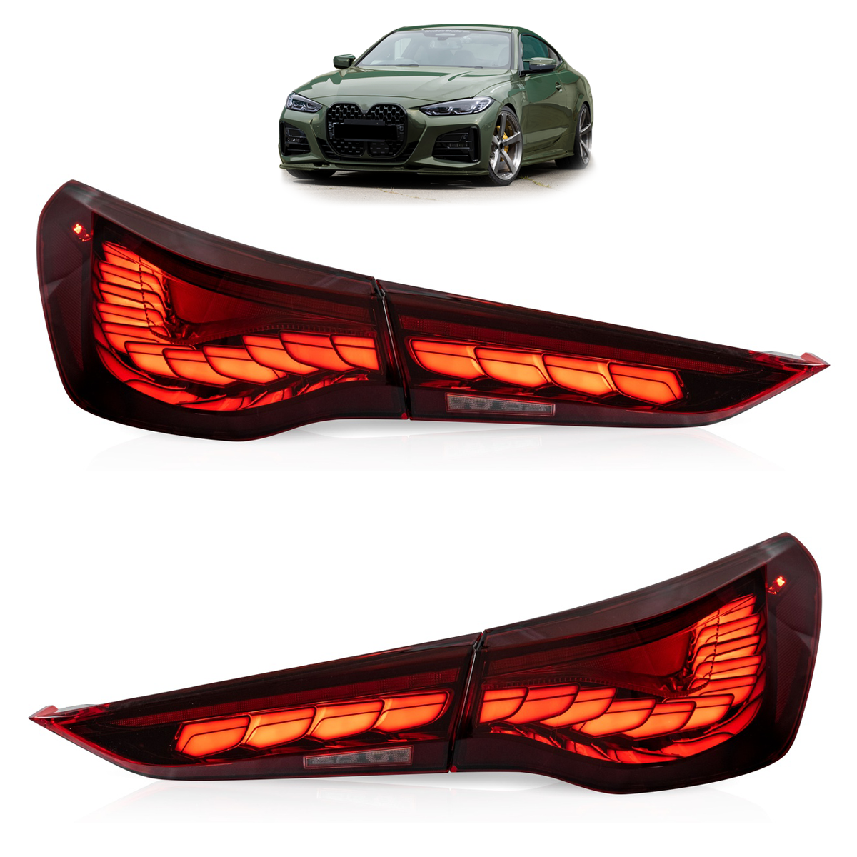 Dynamische LED Rote Rücklichter passend für BMW 4 G22 G23 G26 G82 G83 2020-