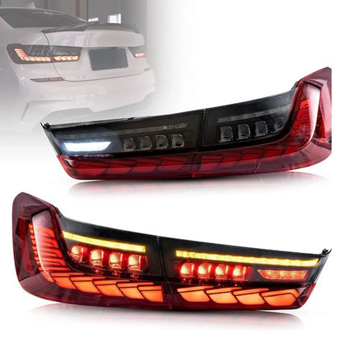 Dynamische LED Rücklichter Rot Smoke passend für BMW 3er G20 Limousine 2019-2022