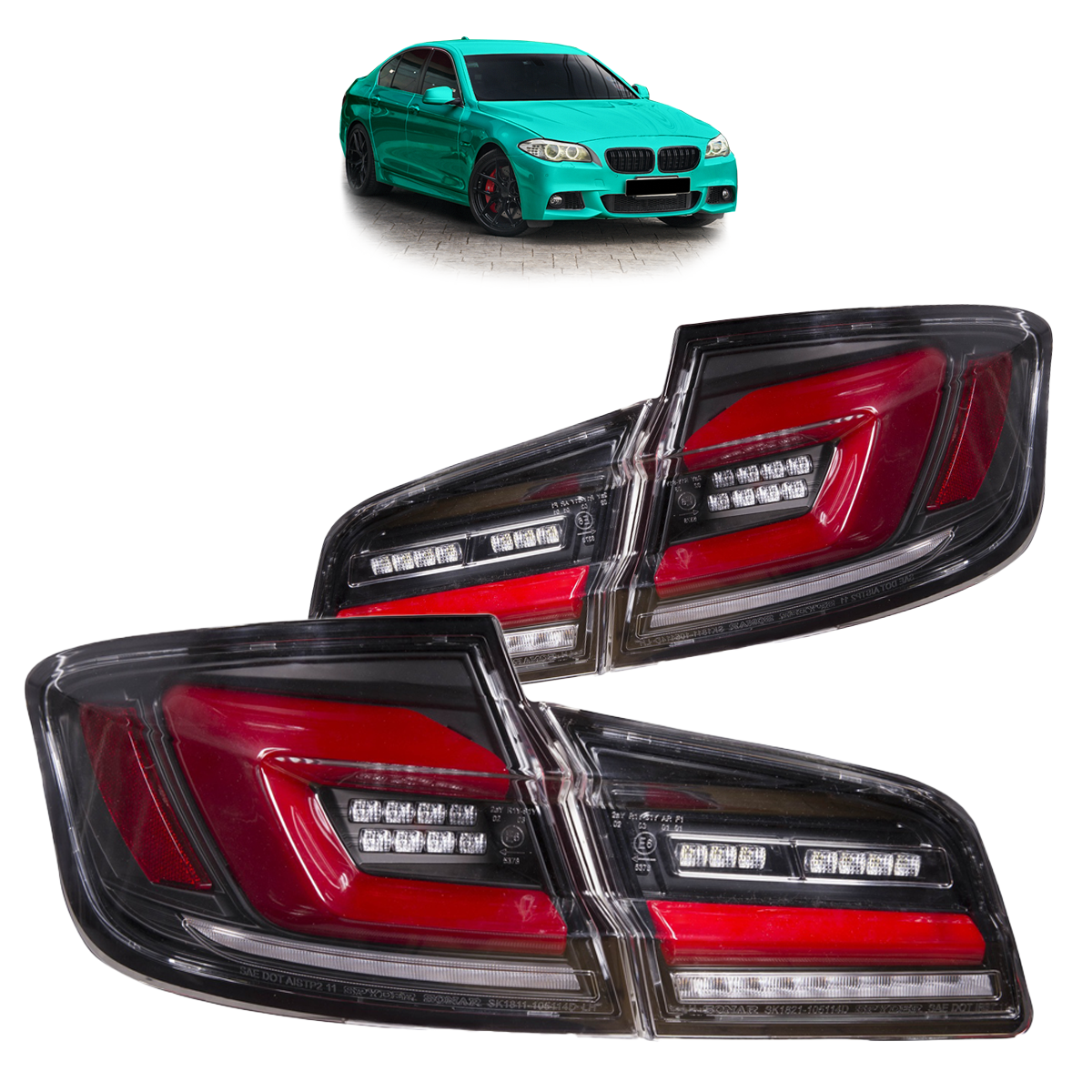 Dynamische LED Rücklichter Schwarz passend für BMW 5er F10 Limousine 2010-2017