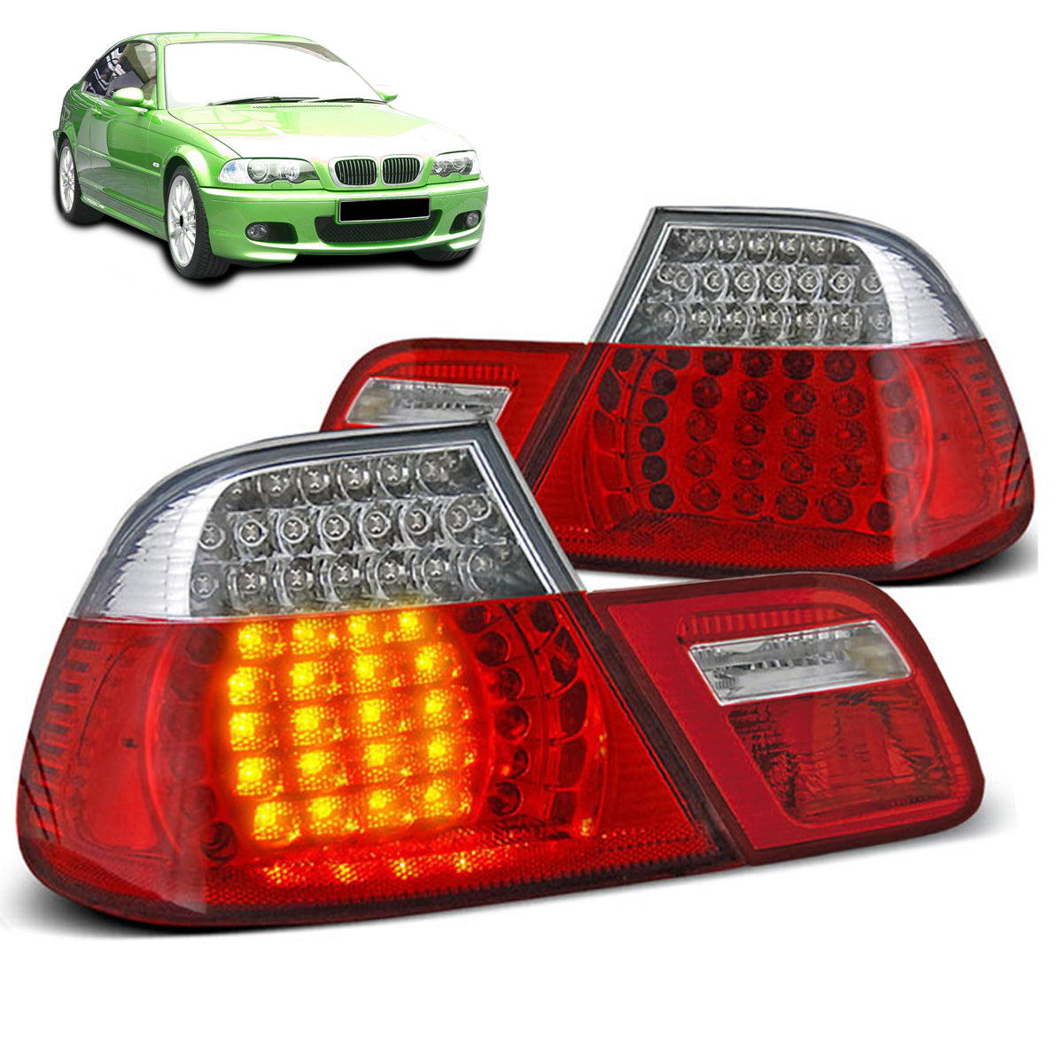 LED Rücklichter Rot Weiß passend für BMW E46 04.99-03.03 Coupé