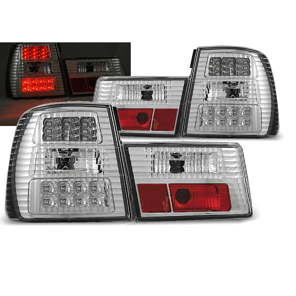 LED Rücklichter Chrom passend für BMW E34 02.88-12.95 Limousine