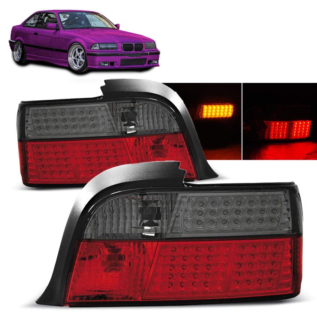 LED Rücklichter Rot Rauch passend für BMW E36 12.90-08.99 Coupé
