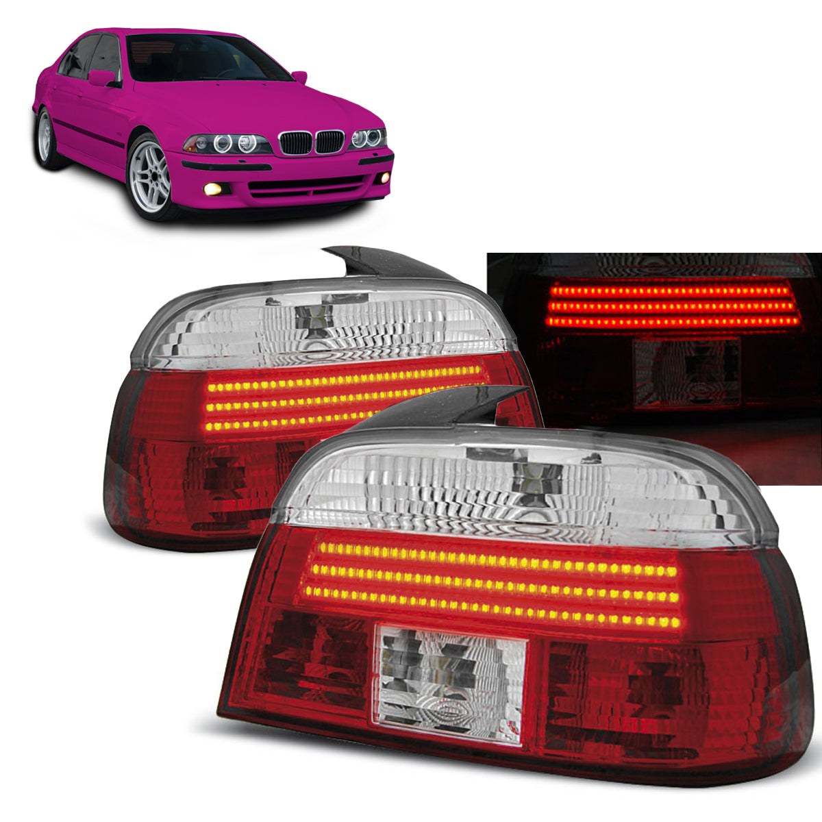 LED Leistenrücklichter Rot Weiß passend für BMW E39 09.95-08.00