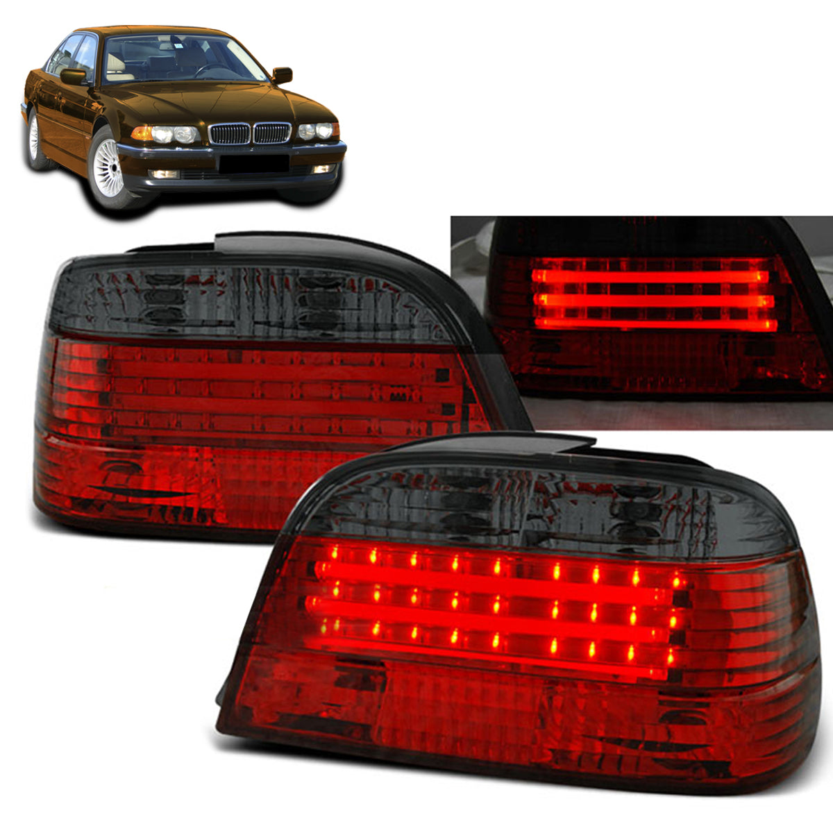 LED Leistenrücklichter Rot Rauch passend für BMW E38 06.94-07.01