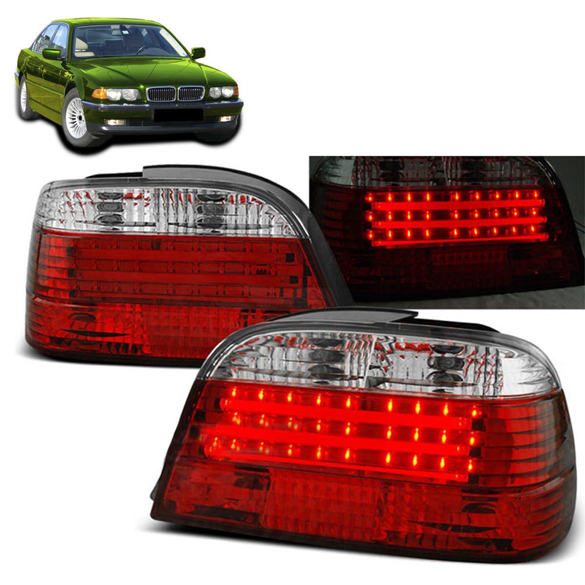 LED Leistenrücklichter Rot Weiß passend für BMW E38 06.94-07.01