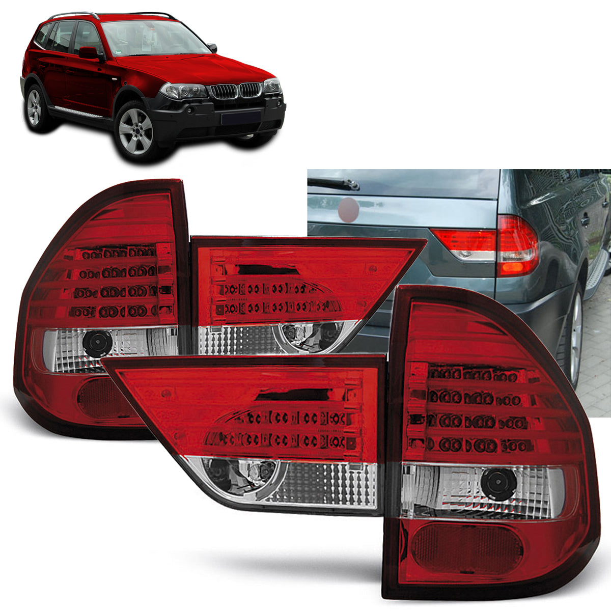 LED Rücklichter Rot Weiß passend für BMW X3 E83 01.04-06