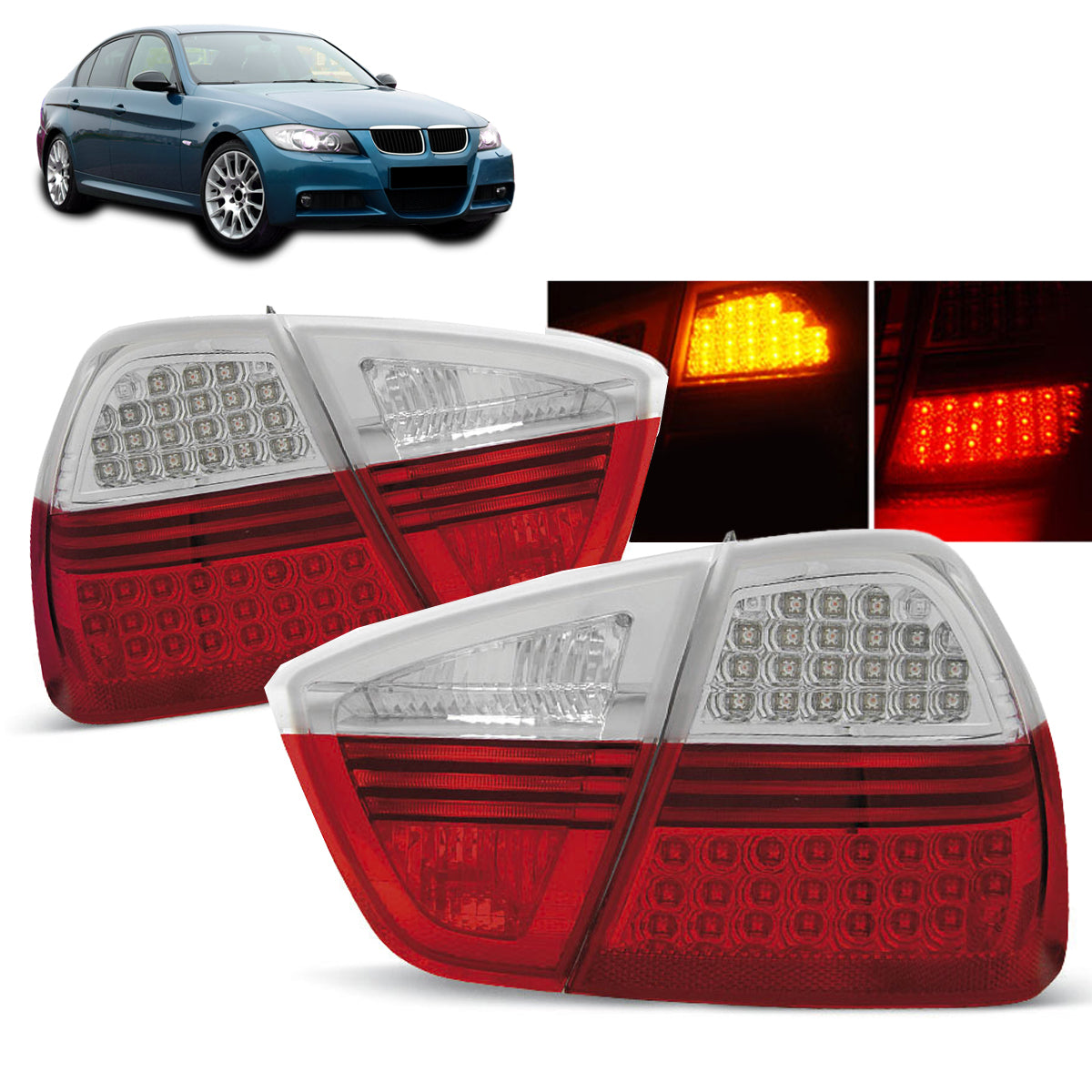 LED Rücklichter Rot Weiß passend für BMW E90 03.05-08.08