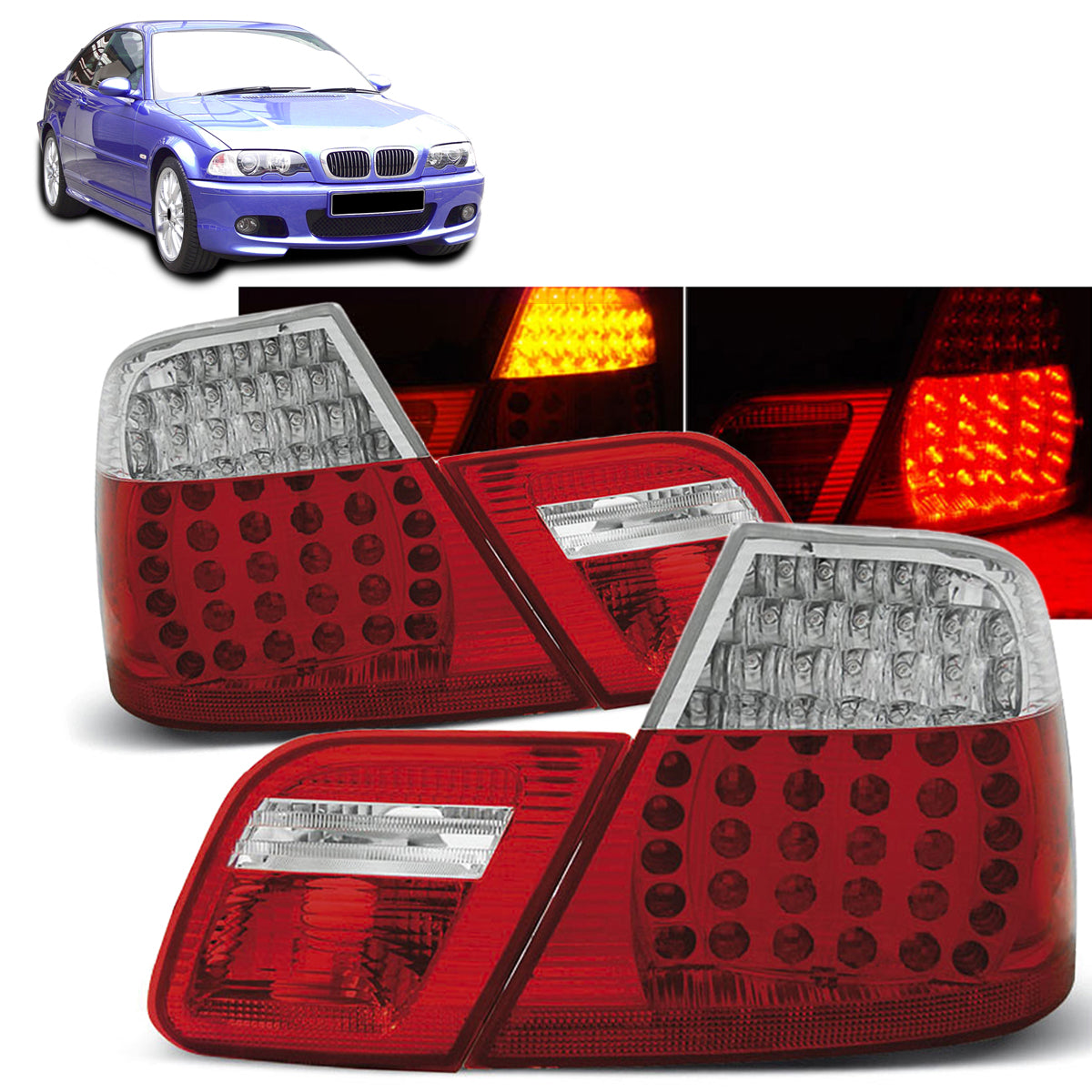 LED Rücklichter Rot Weiß passend für BMW E46 04.99-03.03 Coupé