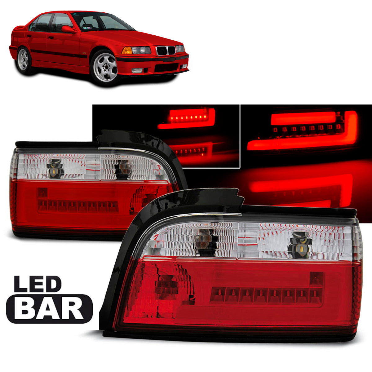 LED Leiste Rücklichter Rot Weiß passend für BMW E36 12.90-08.99 C/C