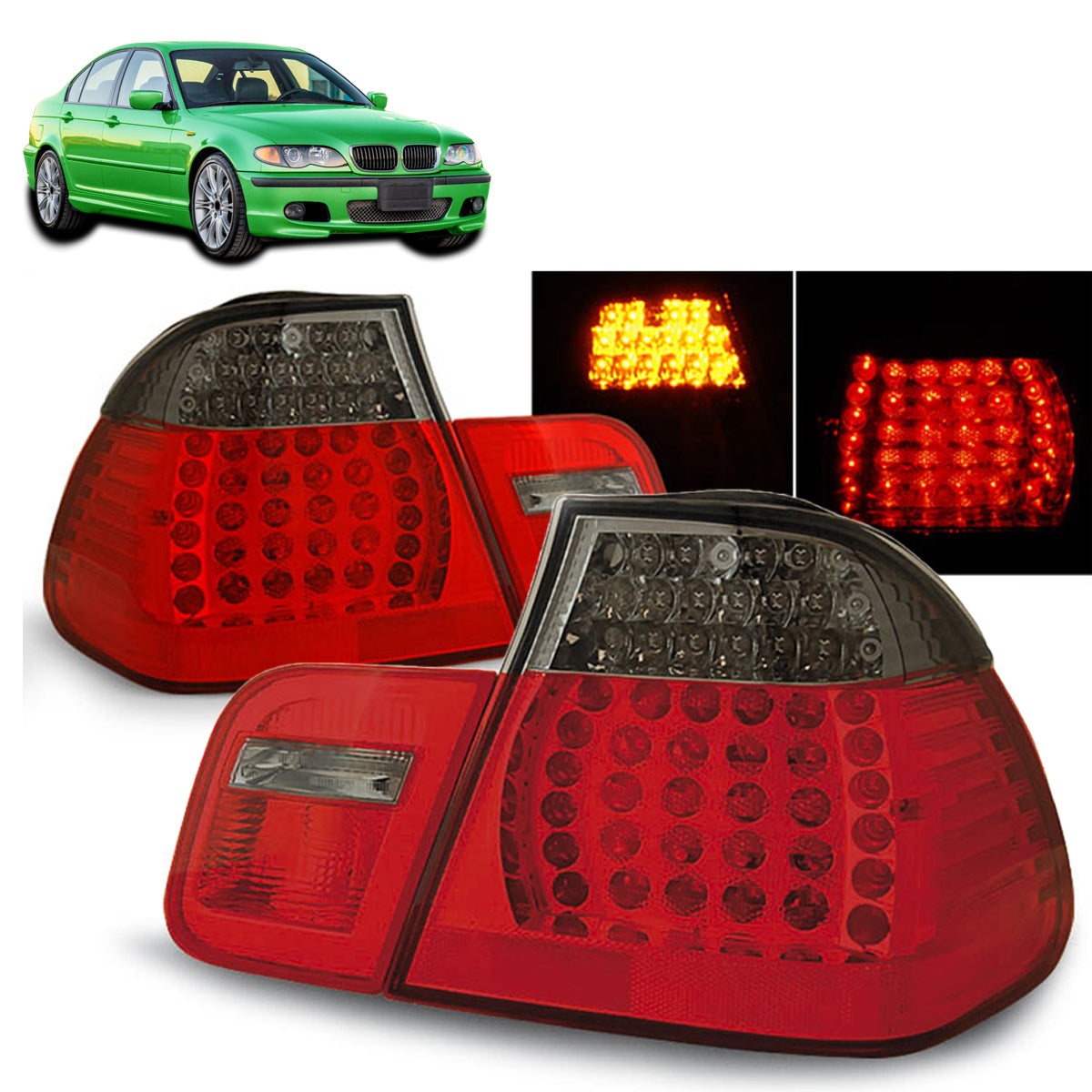 LED Rücklichter Rot Rauch passend für BMW E46 09.01-03.05 Limousine